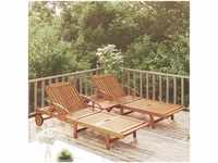 2-tlg. Sonnenliegen,Gartenliege-Set mit Tisch Massivholz Akazie vidaXL