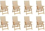 Vidaxl - Verstellbare Gartenst&uuml;hle Mit Auflagen 8 Stk. Massivholz Teak