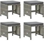 Vidaxl - Gartenhocker 4 Stk. Mit Sitzkissen Poly Rattan Grau