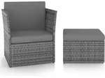 Gartensessel Mit Hocker Poly Rattan Anthrazit - Vidaxl