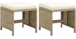 Vidaxl Garden Stools 2 Pcs With Cushions Poly Rattan Beige