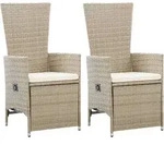 Vidaxl - Garten-liegest&uuml;hle 2 Stk. Mit Auflagen Poly Rattan Beige