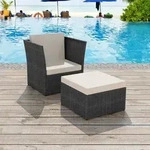 Gartensessel Mit Fu&szlig;hocker Poly Rattan Schwarz - Vidaxl