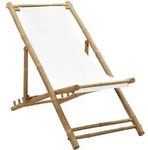 Vidaxl Outdoor Deck Chair Bamboo And Canvas