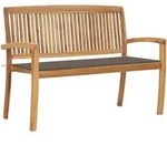 Vidaxl - Stapelbare Gartenbank Mit Auflage 128,5 Cm Massivholz Teak