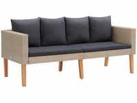 2-Sitzer-Gartensofa,Lounge-Sofa mit Auflagen Poly Rattan Beige vidaXL