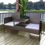 Vidaxl - Gartensofa 2-sitzer Mit Teetisch Poly Rattan Braun