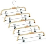 Hosenb&uuml;gel Holz 5er Set, Verstellbare & Gummierte Clips, 360&deg; Drehbarer Haken,