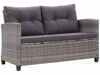 2-Sitzer-Gartensofa,Lounge-Sofa mit Kissen Grau 124 cm Poly Rattan vidaXL