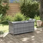 Vidaxl - Sitzbank Mit Stauraum Und Kissen Grau 138 Cm Poly Rattan
