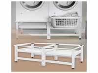 ML-Design Doppel Waschmaschinen Untergestell, 124x55x37 cm, Weiß, aus Stahl,...