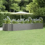 Hochbeet Grau 447x140x68 Cm Verzinkter Stahl Vidaxl