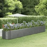 Hochbeet Grau 554x100x68 Cm Pulverbeschichteter Stahl Vidaxl