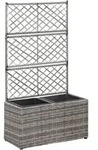 Hochbeet Mit Rankgitter 2 T&ouml;pfe 58&times;30&times;107cm Poly Rattan Grau - Vidaxl