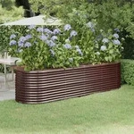 Hochbeet Pulverbeschichteter Stahl 296x80x68 Cm Braun - Vidaxl