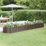 Hochbeet Pulverbeschichteter Stahl 368x80x36 Cm Braun - Vidaxl