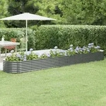Hochbeet Pulverbeschichteter Stahl 440x80x36 Cm Grau - Vidaxl