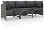 3-sitzer-gartensofa Mit Kissen Grau Poly Rattan Vidaxl