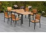 Santorin Set 7tlg 6 Sessel Tisch 150(200)x90cm Alu/akazie