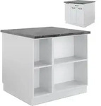 Vicco - K&uuml;cheninsel Fame-line, Wei&szlig; Landhaus/wei&szlig;, 90 Cm Mit Schublade, Ohne