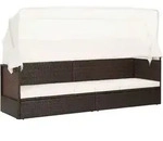 Gartensofa Mit Sonnendach Poly Rattan Braun - Vidaxl