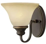 Cello - 1 Licht Wandleuchte Antik Bronze Glasschirm, E27 - Elstead