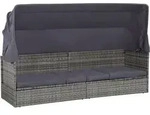 Gartenbett Mit Baldachin Grau 205&radic;&oacute;62 Cm Poly Rattan - Vidaxl
