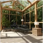 6-tlg. Garten-lounge-set Mit Kissen Poly Rattan Grau - Vidaxl
