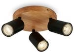 Deckenlampe Deckenleuchte Vintage Industrial 3xgu10 9w Schwarz Holz Briloner