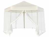 Hexagonal Pop-Up Zelt Camping Zelt mit 6 Seitenwänden Cremeweiß 3,6x3,1 m...