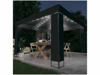Pavillon Familienzelt mit Doppeldach & LED-Lichterkette 3x3 m Anthrazit vidaXL