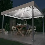 Vidaxl - Pavillon Mit Led-lichterkette 300x300 Cm Cremewei&szlig; Aluminium