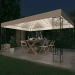 Pavillon Mit Led-lichterkette 3x4 M Creme Stoff