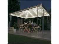 Bonnevie - Pavillon Familienzelt mit LED-Lichterkette 400x300 cm Cremeweiß...