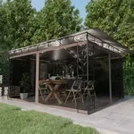 Vidaxl - Pavillon Mit Moskitonetz & Led-lichterkette 4x3x2,73 M Taupe