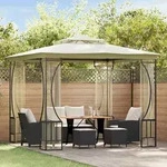 Pavillon Mit Netz 300x300x265 Cm Creme - Vidaxl