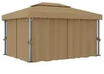Pavillon Mit Vorhang 4x3 M Taupe Aluminium - Vidaxl