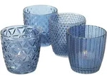Boltze Windlicht Set Marilu 4-tlg Blau Deko-gl&auml;ser Kerzenst&auml;nder 8 Cm