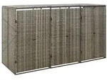 M&uuml;lltonnenbox F&uuml;r 3 Tonnen Grau 207x80x117 Cm Poly Rattan Vidaxl
