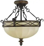 Elstead Drawing Room - 3 Light Semi Flush Deckenleuchte Walnuss, E27