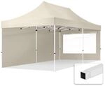 3x6 M Faltpavillon, Economy Stahl 30mm, Seitenteil Mit Panoramafenster, Creme