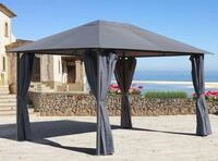 Metall Garten Pavillon Nizza 3x4m Grau Mit 4 Seitenteilen Partyzelt