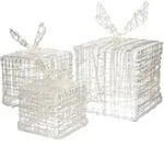 Ecd Germany 3er Set Led Geschenkboxen, 90 Leds Warmwei&szlig;, Metall, Strombetrieben,