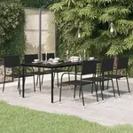 Garten-esstisch Schwarz 200x100x74 Cm Stahl Und Glas - Vidaxl