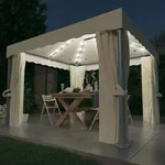 Vidaxl - Pavillon Mit Vorh&auml;ngen & Led-lichterkette 3x3 M Cremewei&szlig;