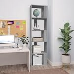 Vidaxl Book Cabinet Grey Sonoma 45x24x160 Cm Engineered Wood