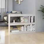 Vidaxl B&uuml;cherregal Raumteiler Wei&szlig; 100x30x71,5 Cm Massivholz Kiefer