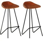 Barhocker 2 Stk. Braun Echtleder Vidaxl