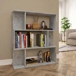 Vidaxl - B&uuml;cherregal/raumteiler Betongrau 80x24x96 Cm Holzwerkstoff