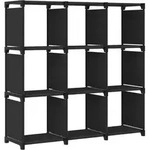 W&uuml;rfelregal Mit 9 F&auml;chern Schwarz 103x30x107,5 Cm Stoff Vidaxl